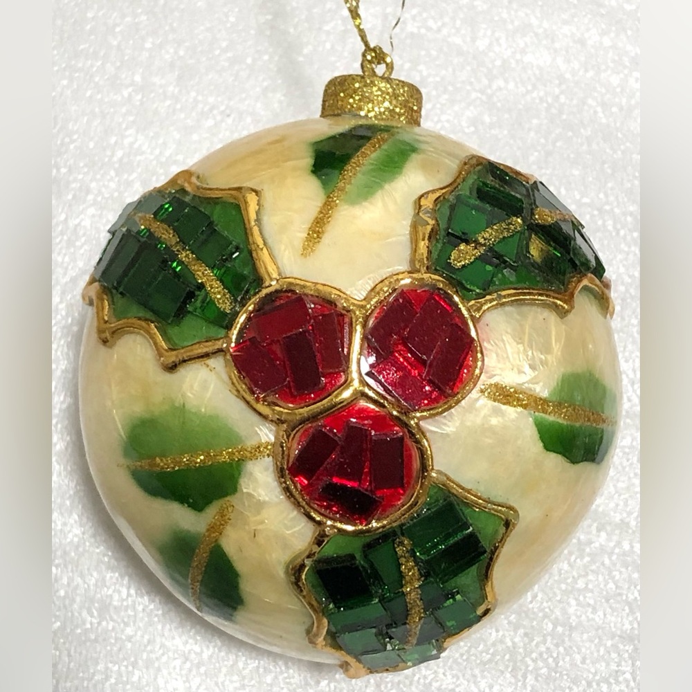 Festive Holiday Ornament with Holly Design